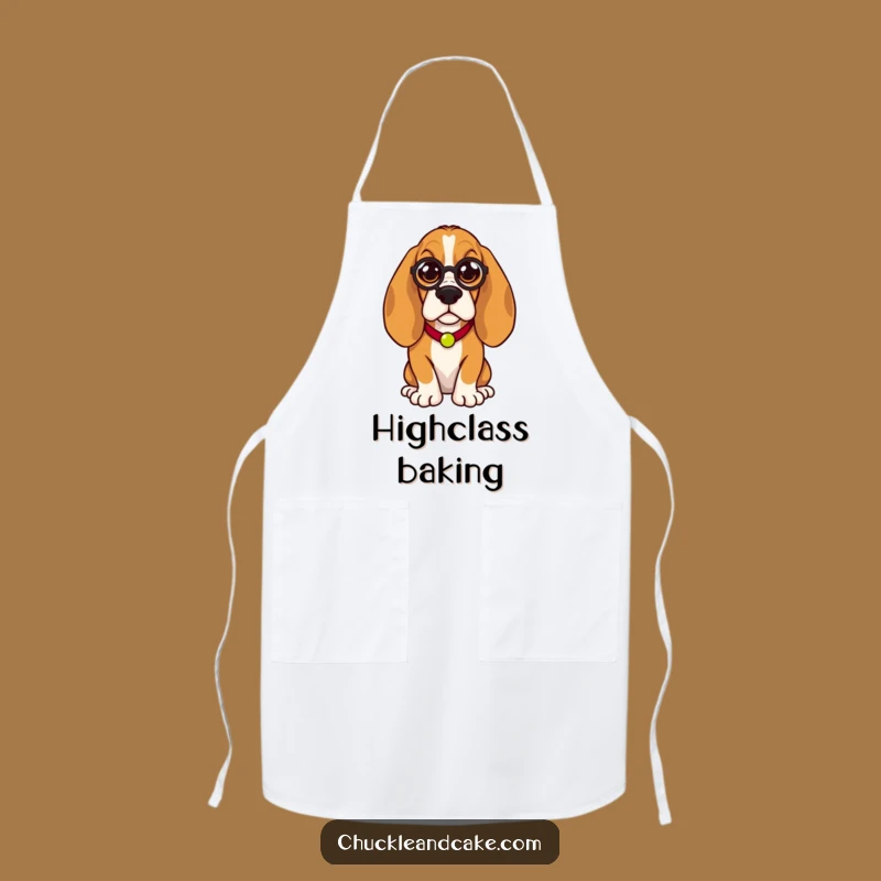 Funny Basset Hound Apron: Regal Monocle Chef - Humorous Sophisticated Kitchen Gift
