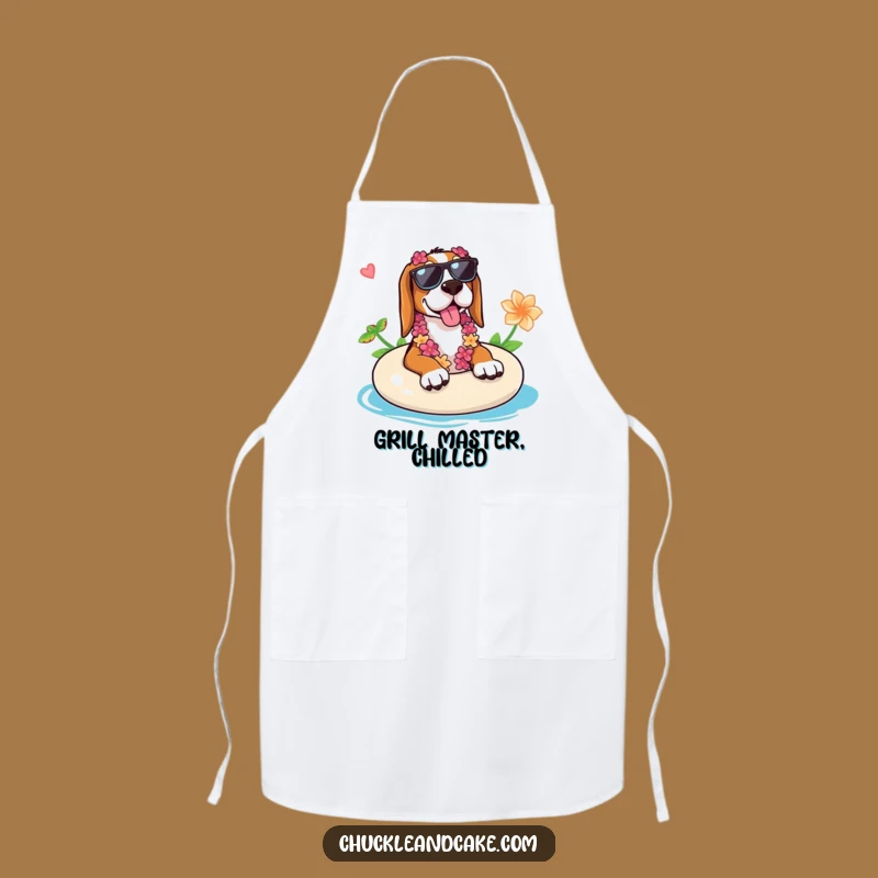 Funny Basset Hound Vacation Apron: Chef's Tropical Dog Gift