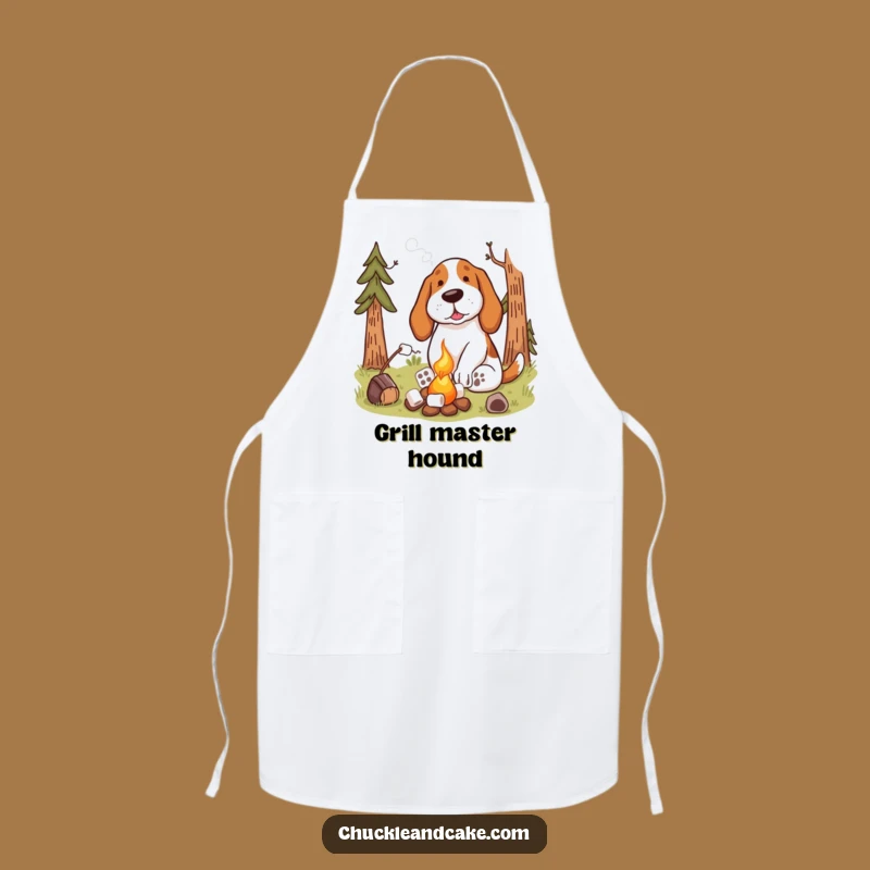 Funny Basset Hound Campfire Apron: Humorous Cooking Gear for Outdoor Chefs