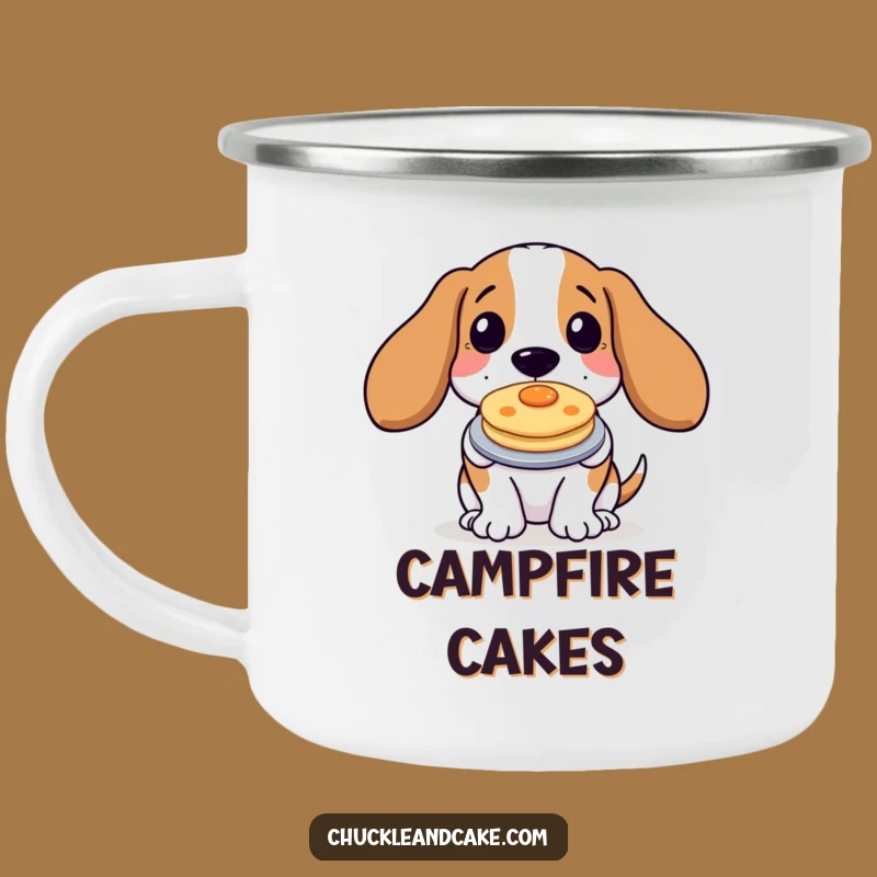 Adventure Ready Funny Basset Hound Pancake Camping Mug: Humorous Outdoor Gift for Dog Fans