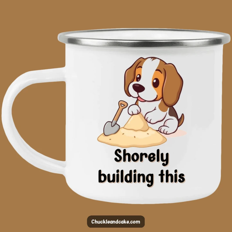 Funny Basset Hound Sandcastle Camping Mug: Adventure-Ready Dog Lover Gift