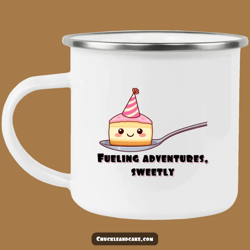 Funny Cake Slice Camping Mug - Hilarious Outdoor Beverage Gift for Adventurers