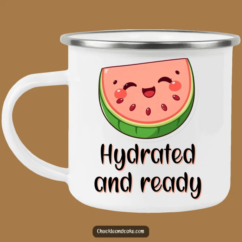 Funny Watermelon Wink Camping Mug: Adventure with Delightful Fruit Humor, Perfect Funny Gift