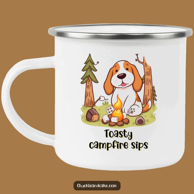 Adventure Fuel: Funny Basset Hound Campfire Camping Mug for Cozy Outdoor Sips