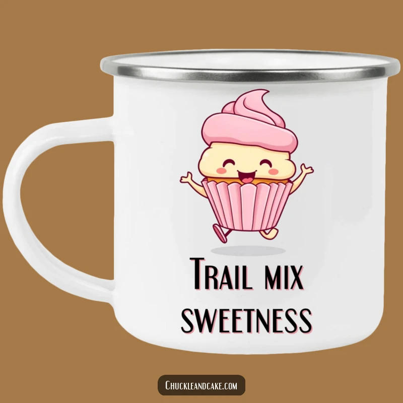 Funny Smiling Cupcake Camping Mug: Sweet Outdoor Fun