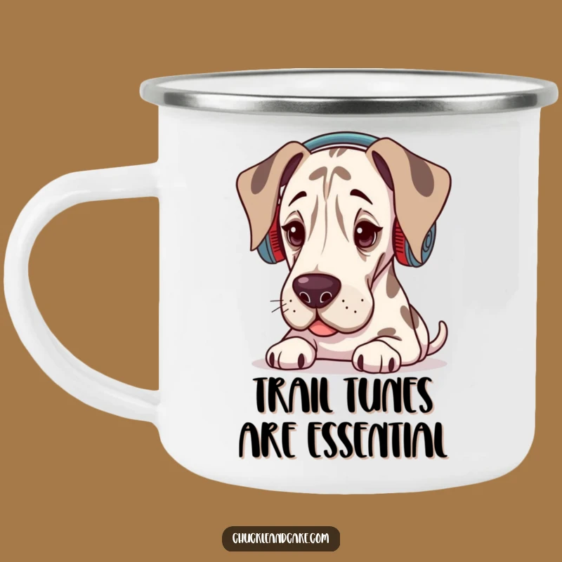 Funny Grand Dane Music Lover Camping Mug: Durable Vibes for Outdoor Tunes