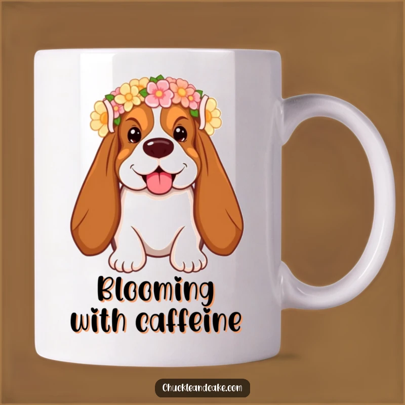 Funny Floral Basset Hound Mug - Whimsical Humor for Dog Lovers