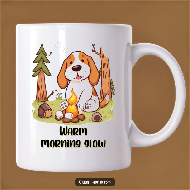 Funny Basset Hound Campfire Mug: Cozy & Humorous Dog Lover Gift for Outdoor Vibes