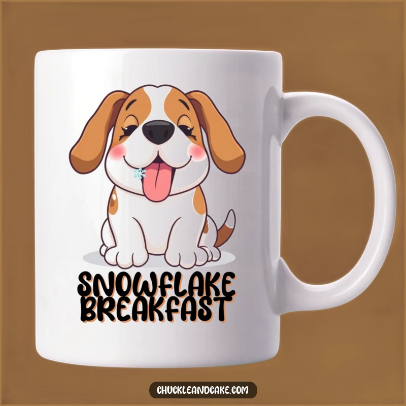 Funny Basset Hound Snowflake Mug: Happy Dog Delight, Perfect Funny Gift for Hound Lovers