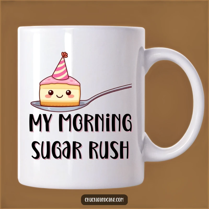 Funny Cake Slice Spoon Balance Mug - Hilarious Dessert Gift for Sweet Lovers