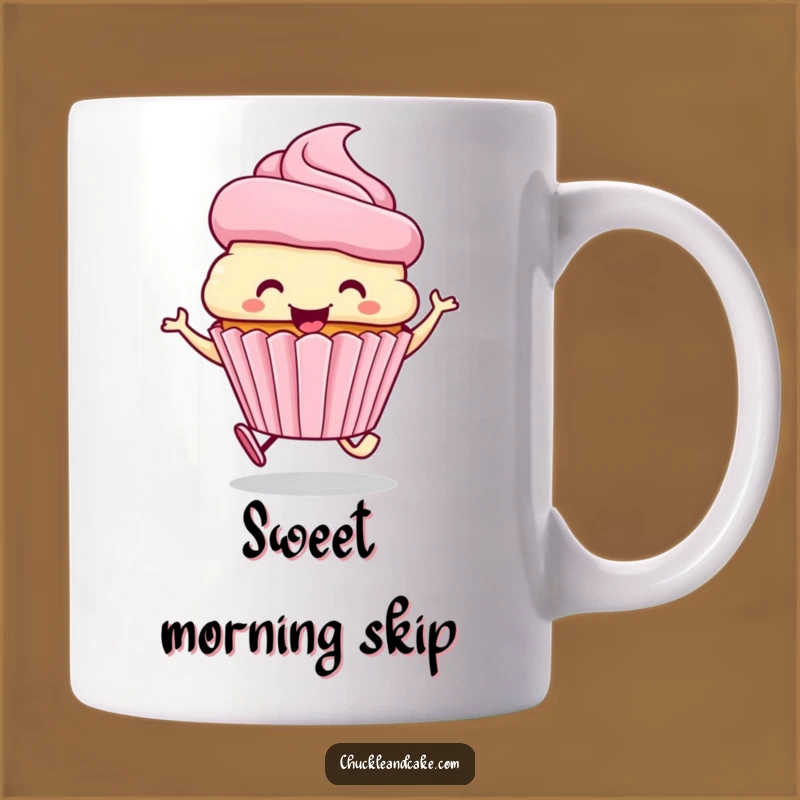 Funny Smiling Cupcake Mug: Joyful Dessert Humor Gift for Sweet People