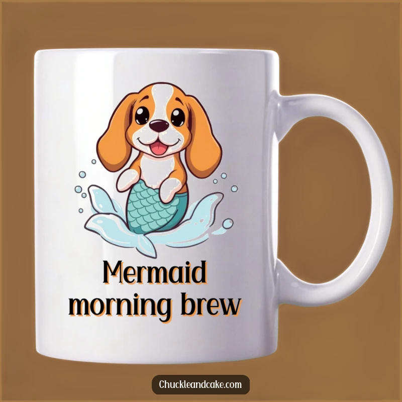 Funny Basset Hound Mermaid Mug - Whimsical Beach Dog Gift