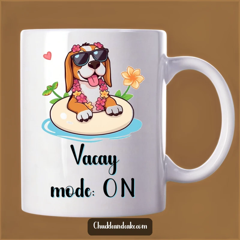 Funny Basset Hound Vacation Mug: Relaxed Dog Lover Funny Gift