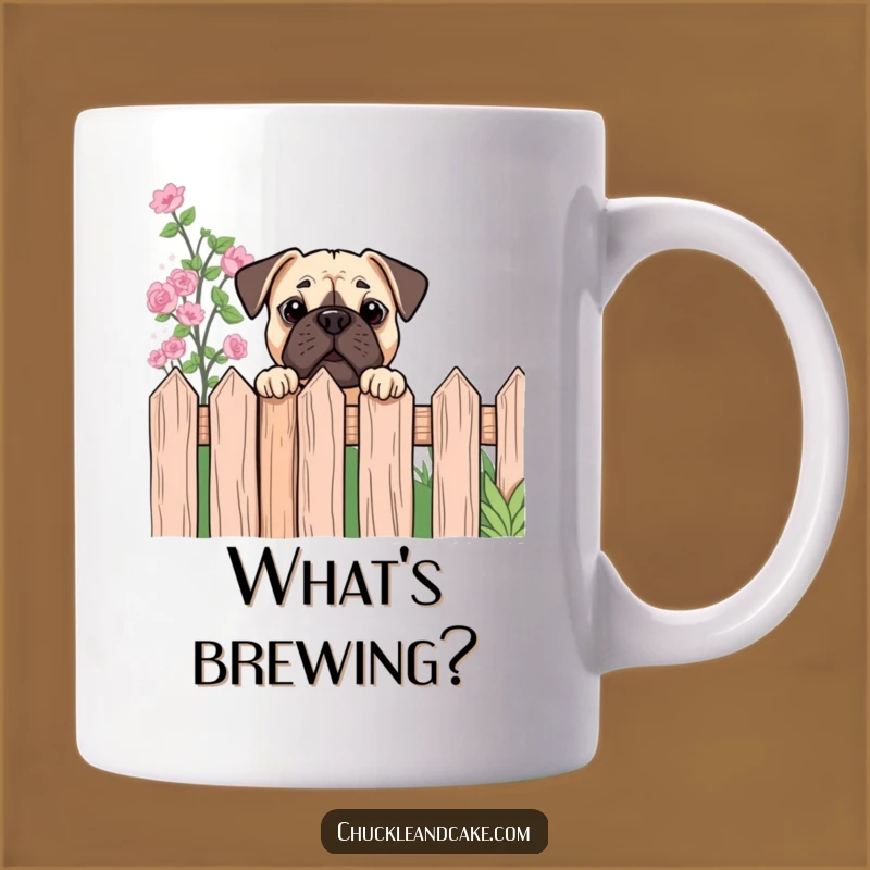 Funny Curious Bullmastiff Mug - Peeking Dog Garden Humor, Perfect Gift!