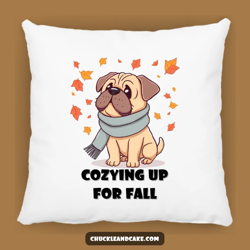 Funny Bullmastiff Autumn Pillow - Cozy Scarf Dog, Perfect Fall Accent Gift
