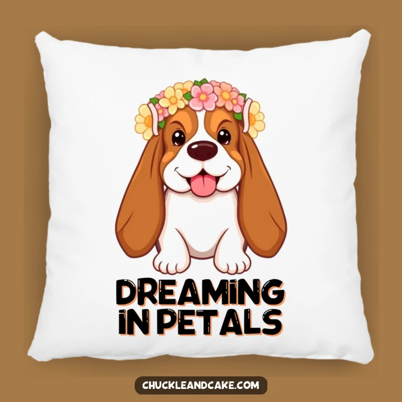 Cozy Funny Floral Basset Hound Pillow - Add Whimsical Comfort