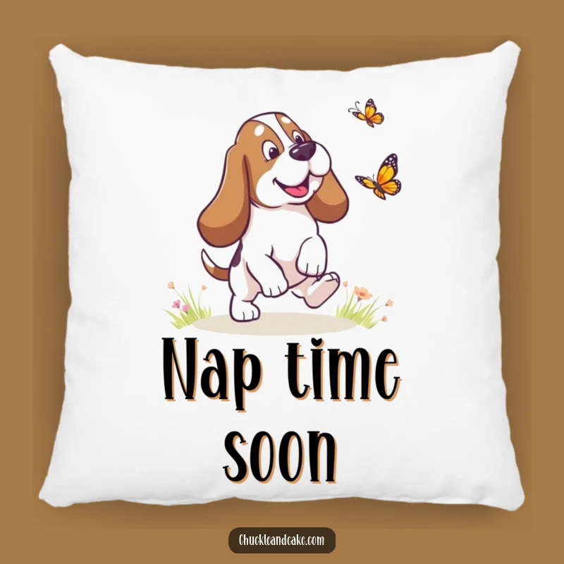 Funny Basset Hound Butterfly Pillow - Droopy Ears Chase Comfort, Cute Funny Gift
