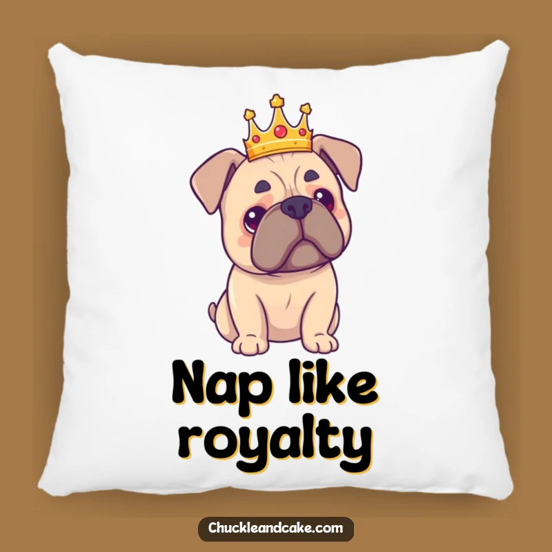 Funny Bullmastiff Crown Pillow - Soft Regal Dog Comfort, Humorous Accent!