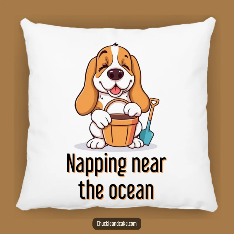 Funny Basset Hound Winking Pillow - Comfy Beach Dog Accent Pillow Gift