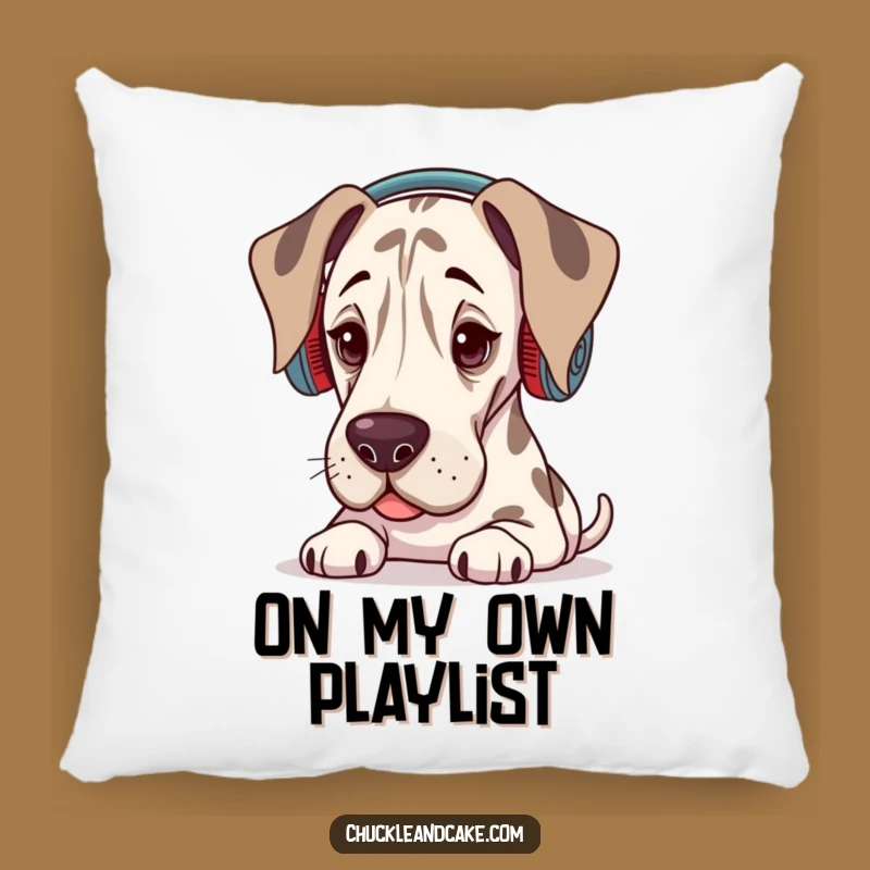 Funny Grand Dane Music Lover Pillow: Soft Accent with Relaxed Humor, Perfect Gift