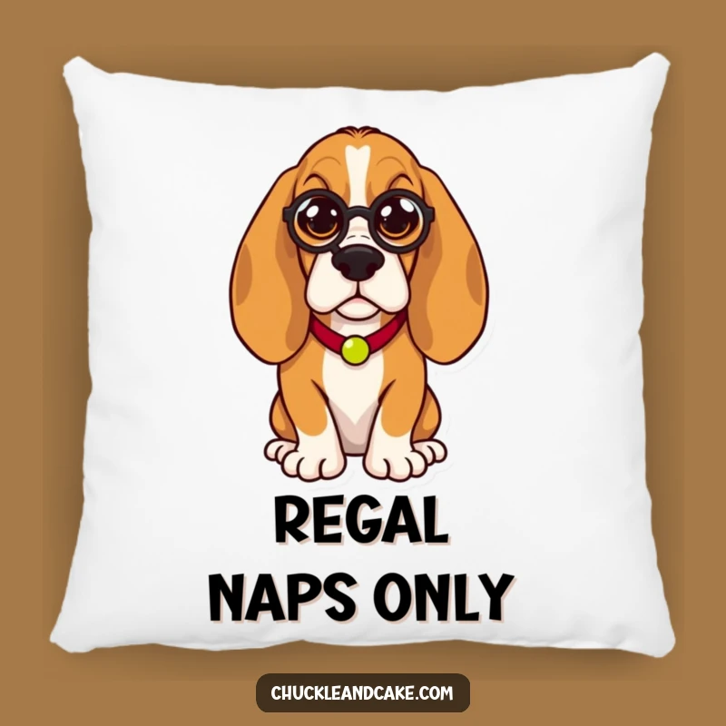 Funny Basset Hound Pillow: Regal Monocle Dog - Comfy & Humorous Decor Gift