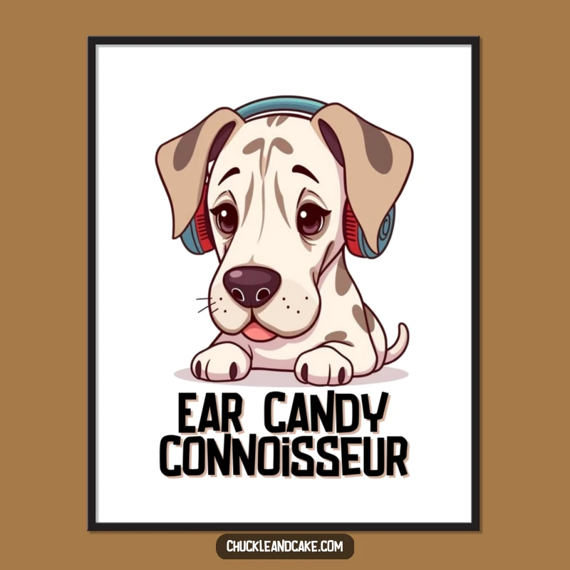 Funny Grand Dane Music Lover Digital Print: Instant Cool Wall Art for Audiophiles
