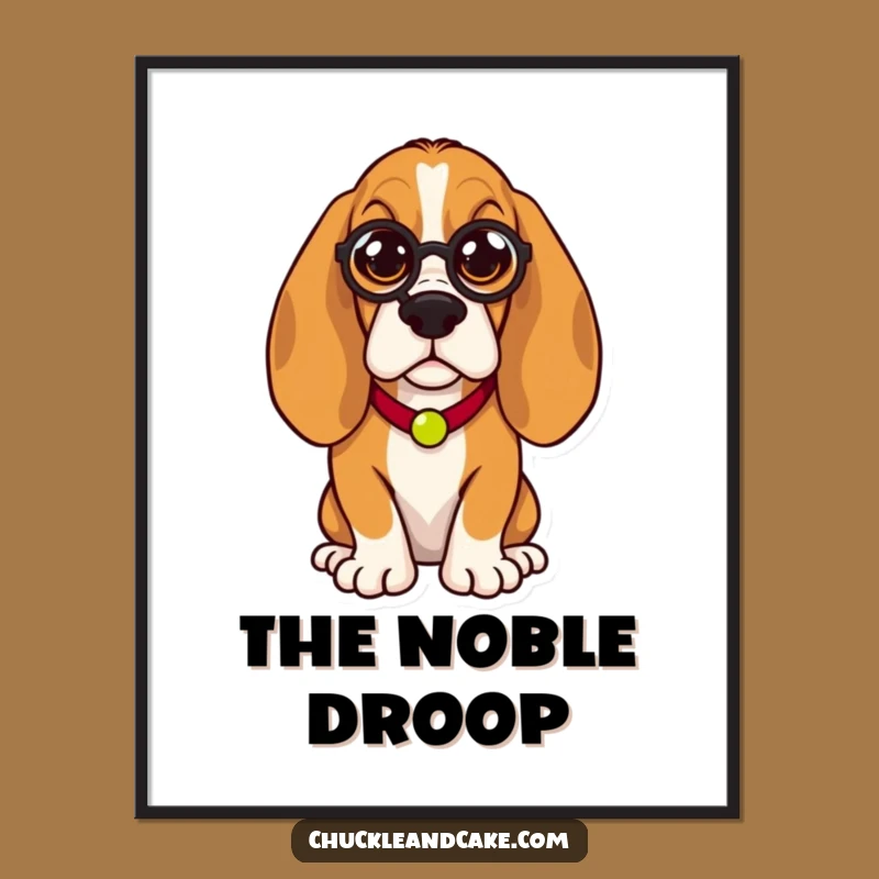 Funny Basset Hound Digital Art: Regal Monocle Dog - Humorous Sophisticated Print