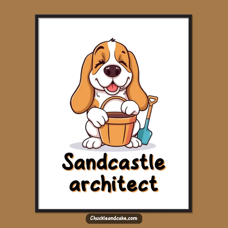 Funny Basset Hound Winking Digital Print - Beach Dog Wall Art Download Gift