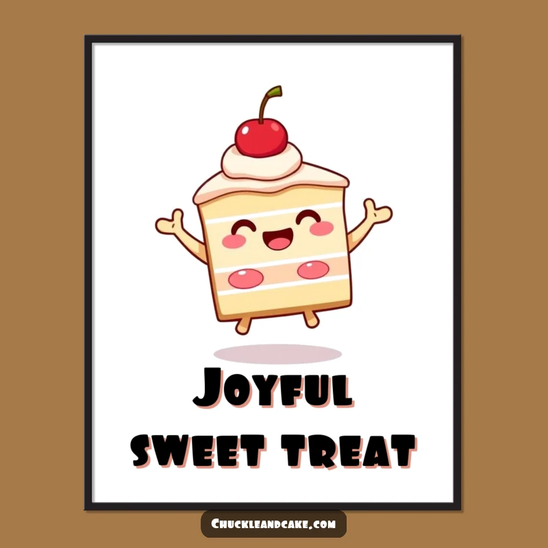 Funny Cake Jump Digital Art: Decorate with Beaming Dessert Joy, Unique Funny Gift