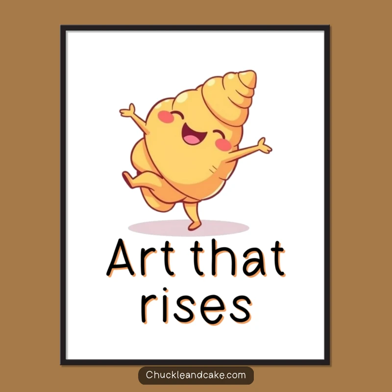 Funny Croissant Cartwheel Digital Art: Hilarious Pastry Decor for Instant Joy