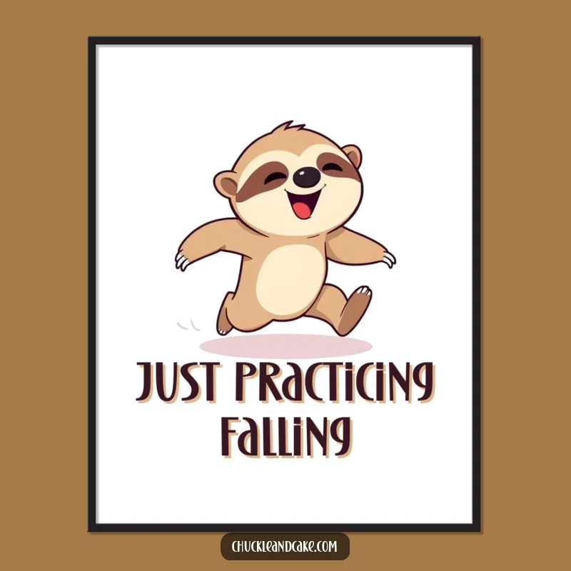 Funny Sloth Race Fail Digital Art: Hilarious Printable Decor