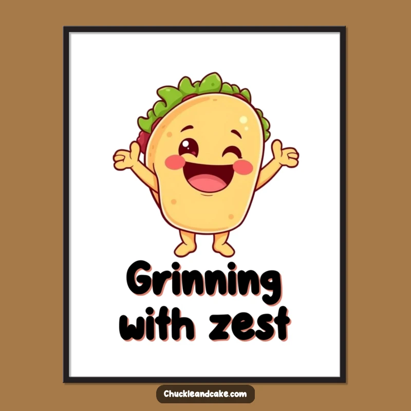 Funny Taco Cheering Digital Art: Instant Fiesta Wall Decor
