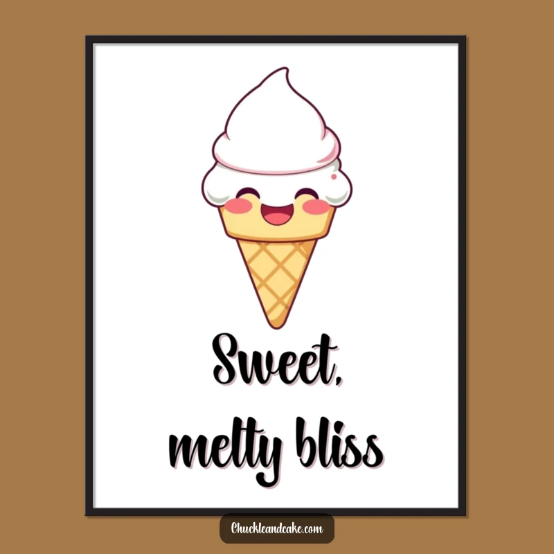 Funny Laughing Ice Cream Cone Print: Sweet Art - Charming Funny Gift
