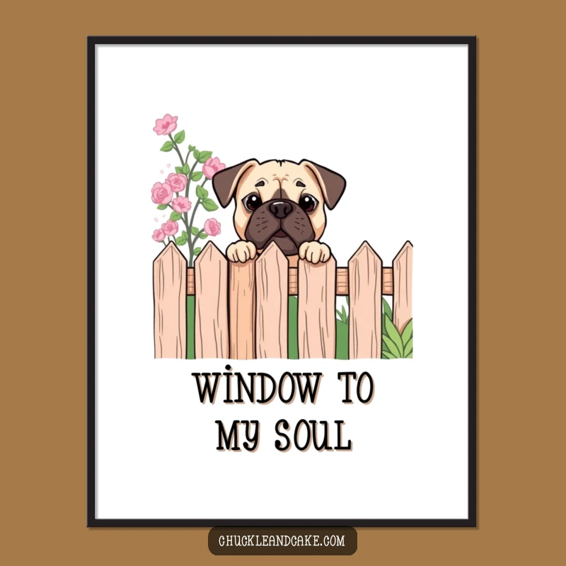 Funny Bullmastiff Peeking Digital Art - Garden Curiosity Print, Humorous Decor!