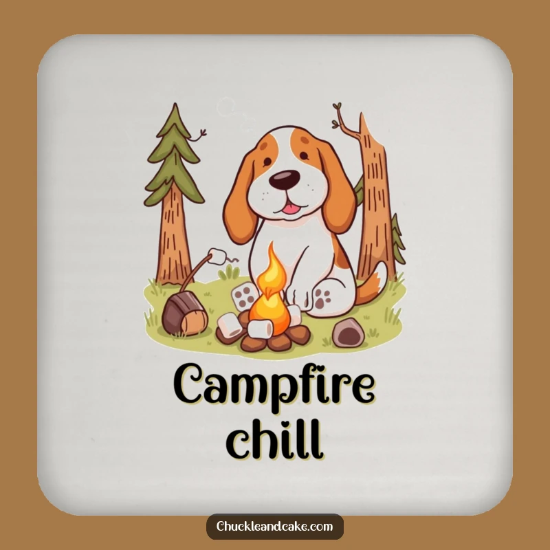 Funny Basset Hound Campfire Coaster Set: Humorous Outdoor Drink Protection