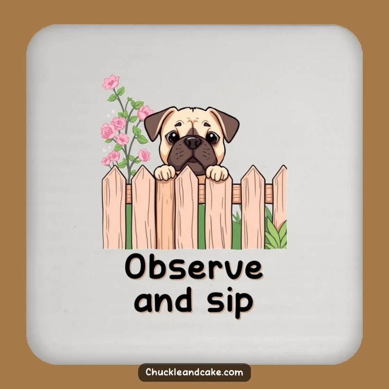 Funny Bullmastiff Peeking Coaster - Garden Curiosity Guard, Humorous Table Protect!