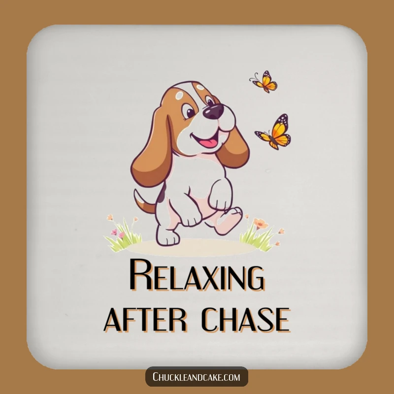 Funny Basset Hound Butterfly Coasters - Droopy Ears Chase Protection, Unique Funny Gift