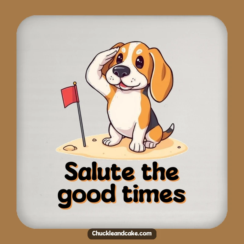 Funny Basset Hound Saluting Coaster Set - Patriotic Dog Drink Gift