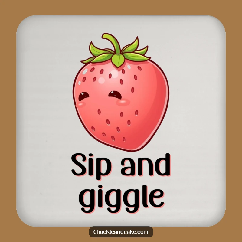 Funny Strawberry Giggle Coaster: Protect Surfaces with Tickled Berry Humor, Ideal Funny Gift