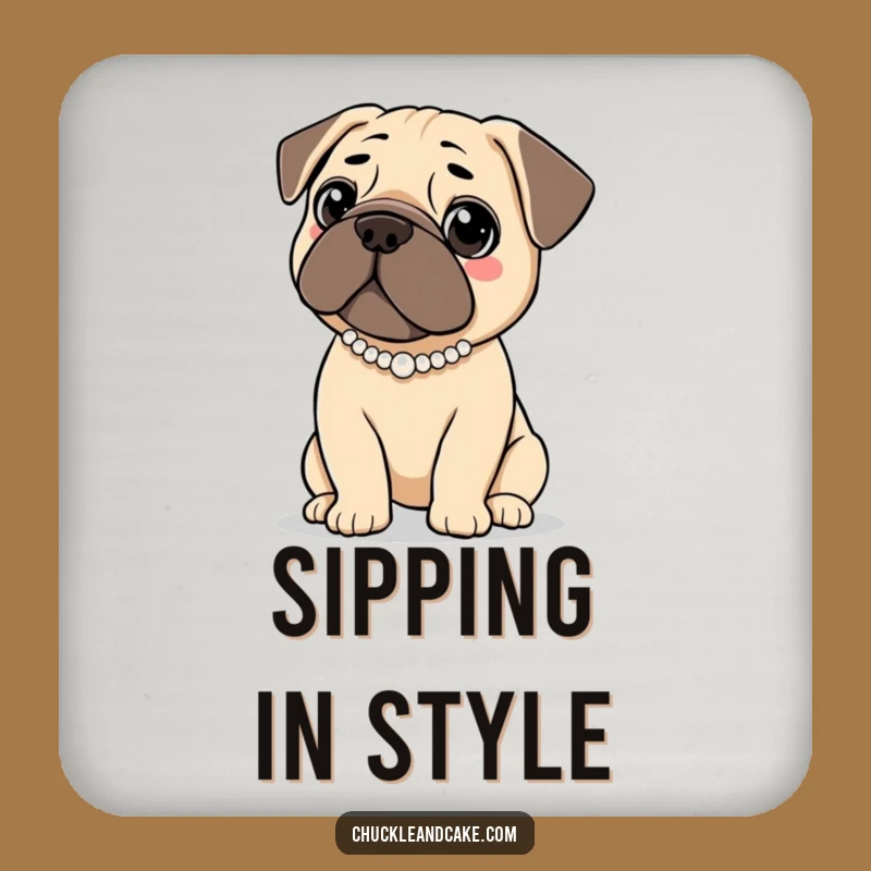 Funny Elegant Bullmastiff Coaster - Pearl Necklace Protection, Perfect Chic Gift