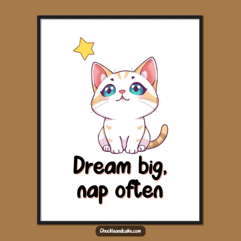 Funny Bobtail Cat Stargazing Poster: Inspiring Wall Art for Dreamers