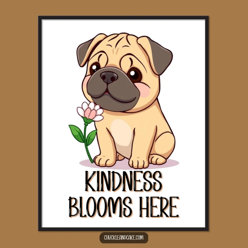 Funny Bullmastiff Flower Poster - Gentle Smile Art, Humorous Wall Decor!
