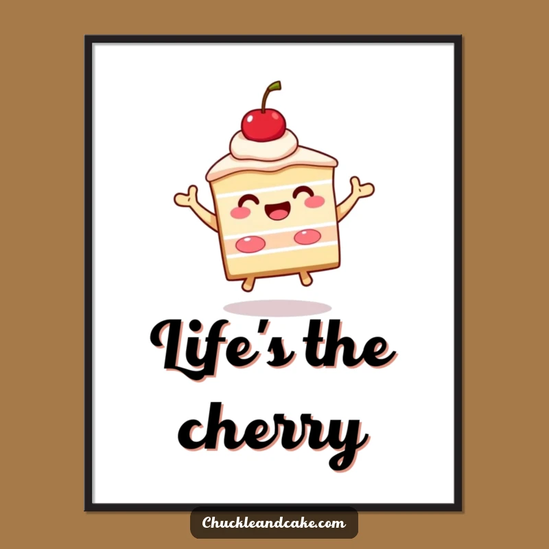 Funny Cake Jump Poster: Decorate with Beaming Dessert Joy, Unique Funny Gift