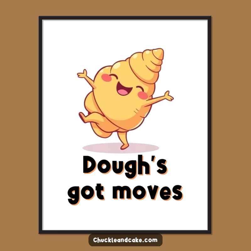 Funny Croissant Cartwheel Poster: Hilarious Pastry Art for Wall Decor