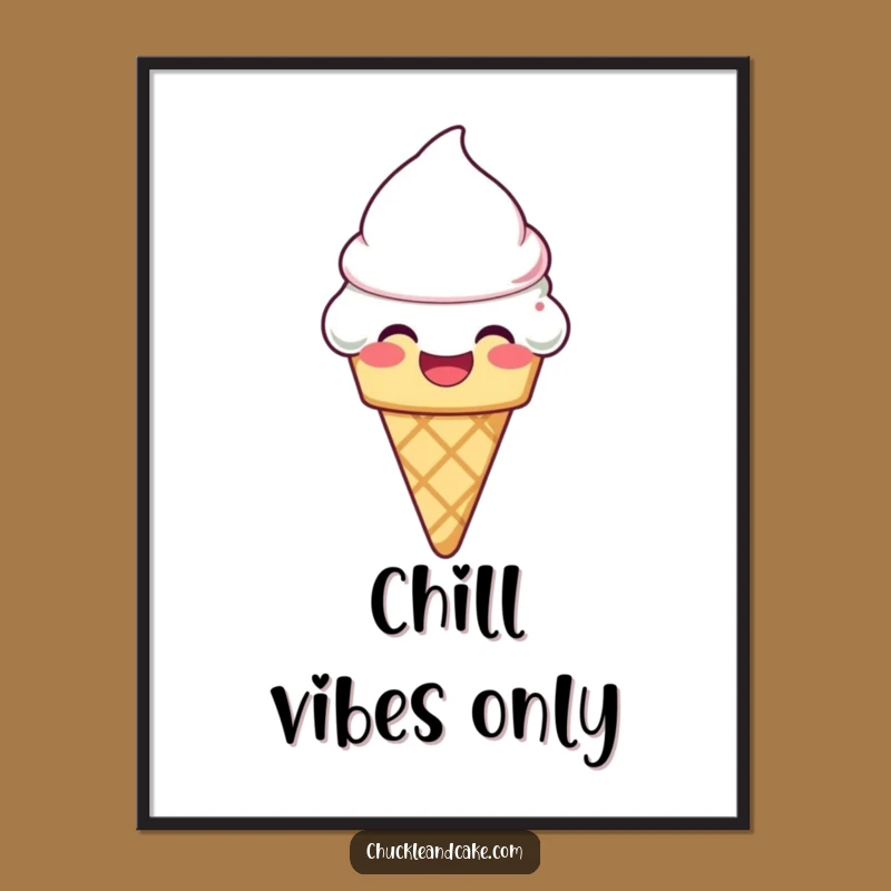 Funny Laughing Ice Cream Cone Poster: Sweet Art - Charming Funny Gift