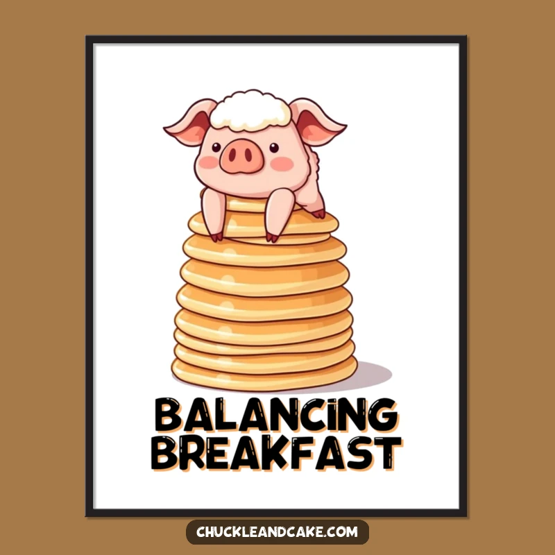 Funny Pig Poster - Breakfast Art, Hilarious Wall Decor Gift