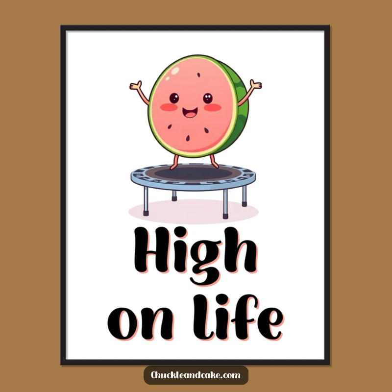 Funny Watermelon Trampoline Poster: Bouncy Fruit Art for Summer Decor