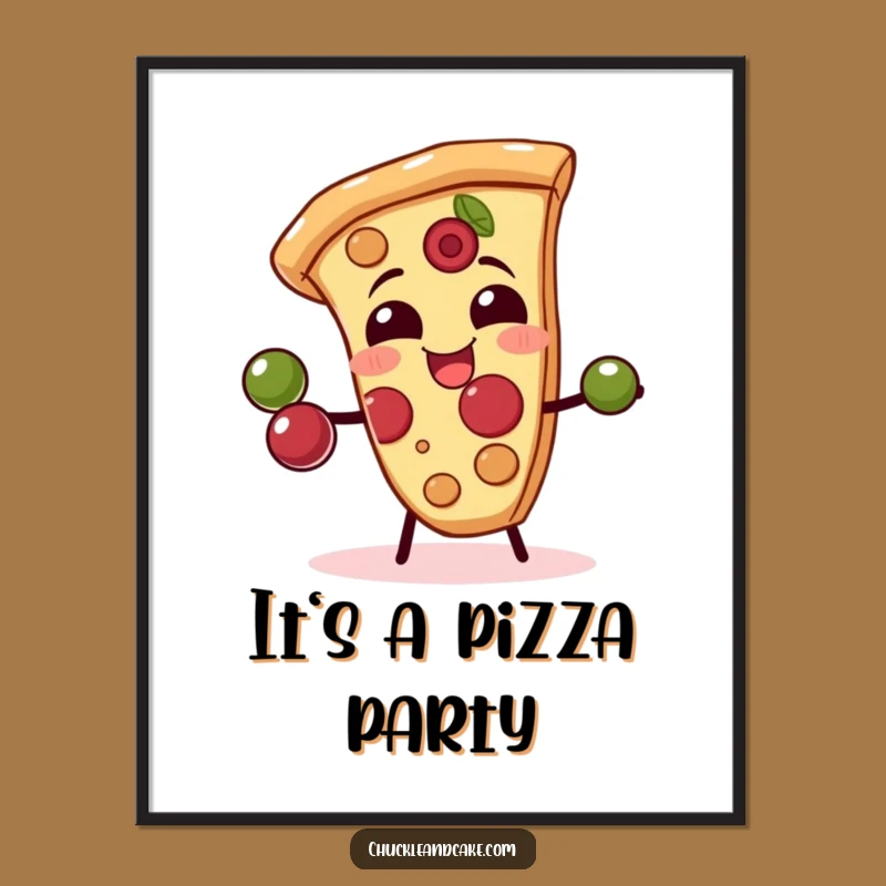 Funny Pizza Slice Poster - Add a Hilarious Juggling Act to Your Walls