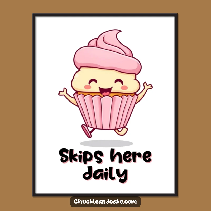 Funny Smiling Cupcake Poster: Joyful Dessert Art That Brightens