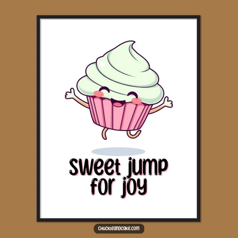 Funny Cupcake Jumping Poster: Brighten Your Walls with Joyful Art